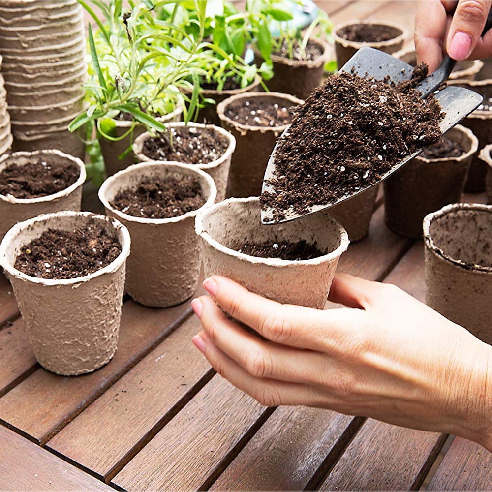 3 inches Biodegradable Seedling Peat Pots 100 Pack, Peat Pots for Plants Seed Starter, Indoor Planting Cups for Seedlings with 100 Pack Plant Markers