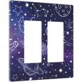 thumbnail image 2 of NICKSUN Galaxy Space Purple Combination Wall Plate, 2 Gang 2 Rocker Outlet Cover Decorative Switch Plate for Office Home Decor, 4.5 x 4.5 Inch, 2 of 7