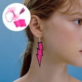 thumbnail image 3 of FELTECHELECTR Diadema de encaje de los 80, pendientes de neón, guantes de rejilla sin dedos para fiesta de los 80 (rosa), 3 of 6