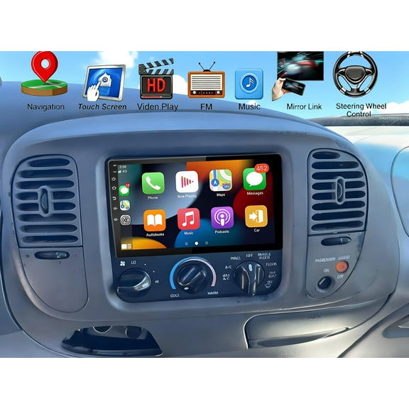 Molaner 4 Core 4 64G Radio for Ford F150 1997-2004 Android 15 Car Stereo Fit for Wireless Carplay Android Auto, 10.1 inch Touch Screen Car Radio Bluetooth, 4 64G