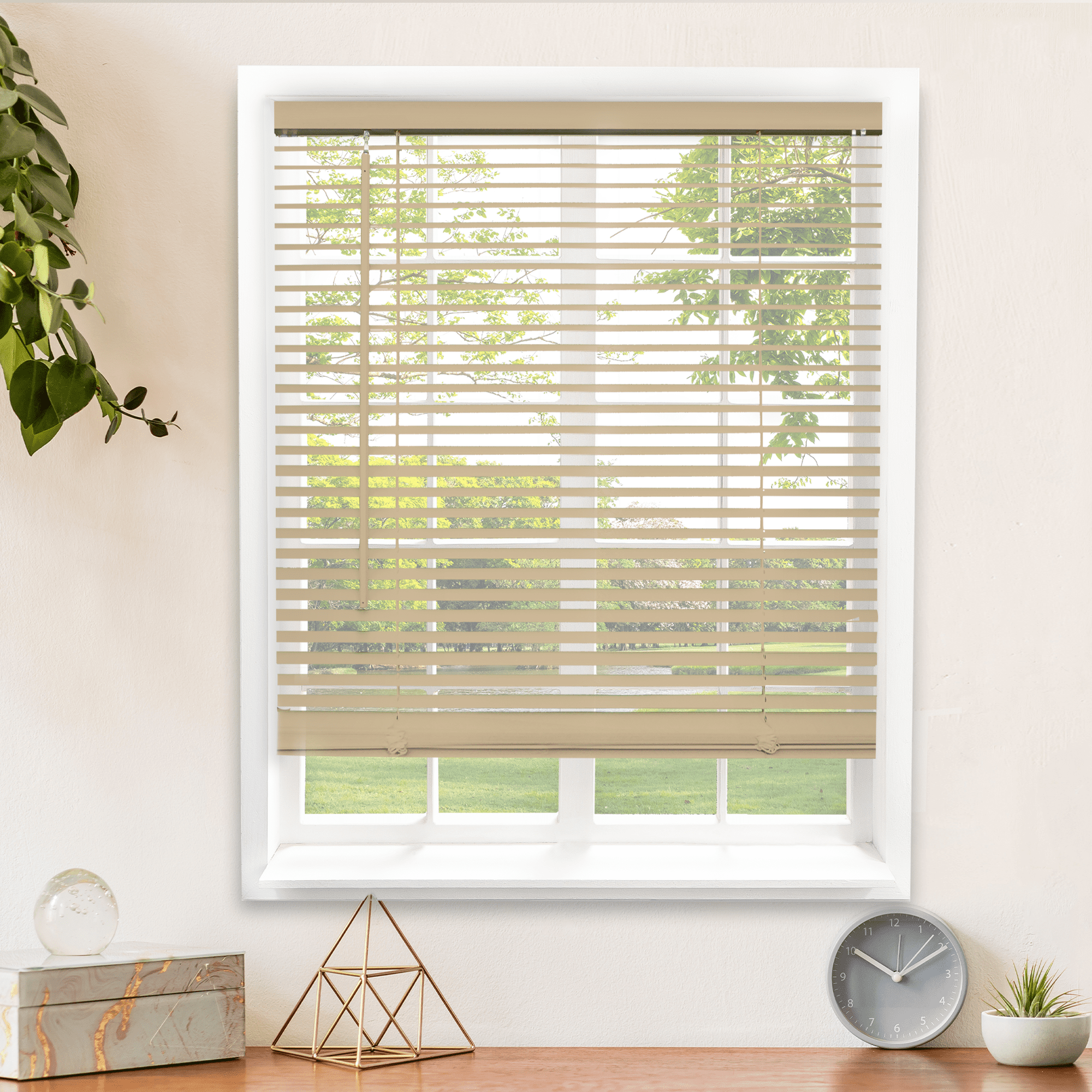 CHICOLOGY Cordless 1" Vinyl Mini Blinds Gloss Cappuccino (Room Darkening) 78"W X 36"H