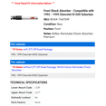 thumbnail image 2 of Front Shock Absorber - Compatible with 1992 - 1999 Chevy K1500 Suburban 1993 1994 1995 1996 1997 1998, 2 of 2