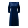 thumbnail image 5 of QATAINLAV Blue Velvet Dress for Women Casual Crew Neck Long Sleeve Dresses Elegant Loose Fit Cocktail Party Maxi Dress with Pockets M, 5 of 10
