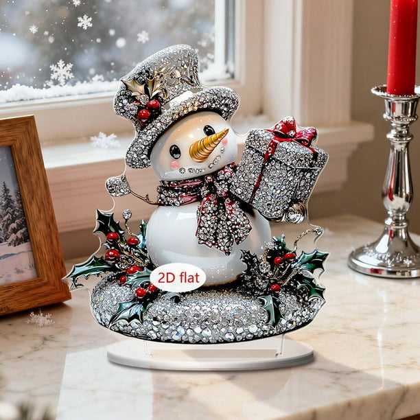 Adorno Navideño Acrílico de 7.8 Pulgadas para Escritorio | Forma de Árbol 2D con Soporte y Base | Decoración Navideña Duradera para El Hogar, La Oficina y La Temporada