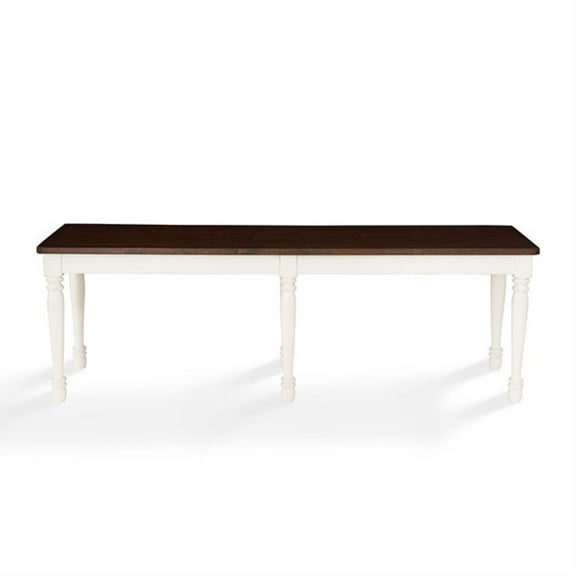 Antique Finish Shelby Dining Bench - Solid Hardwood & Veneer Construction - Elegant Turned Legs - Timeless Charm for Dining Space