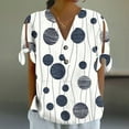 thumbnail image 5 of Going out Tops for Women V Neck Button Floral Printed Tie Shoulder Short Sleeve Blouses Summer Casual Shirts (XL, Navy), 5 of 7