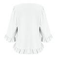 thumbnail image 5 of WTOBBY Women's Lace Trim Round Neck Short Sleeve Blouse, European Style Loose Fit Solid Color Top with Flared Sleeve Details,White L, 5 of 5