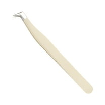 Unique Bargains 1 Pc Women Seven-character Eyelash Extension Tweezers for Vacation Beige Stainless Steel