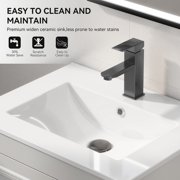 ELECWISH 24 White Single Bathroom Vanity Set - Floating Wall Mounted Cabinet, Modern Style Vanity Combo (Faucet Not Included)