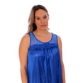 thumbnail image 5 of Women's Silky Feeling Sleeveless Tricot Nightgown with Floral Lace Design, Royal Blue, Size XL, 5 of 5