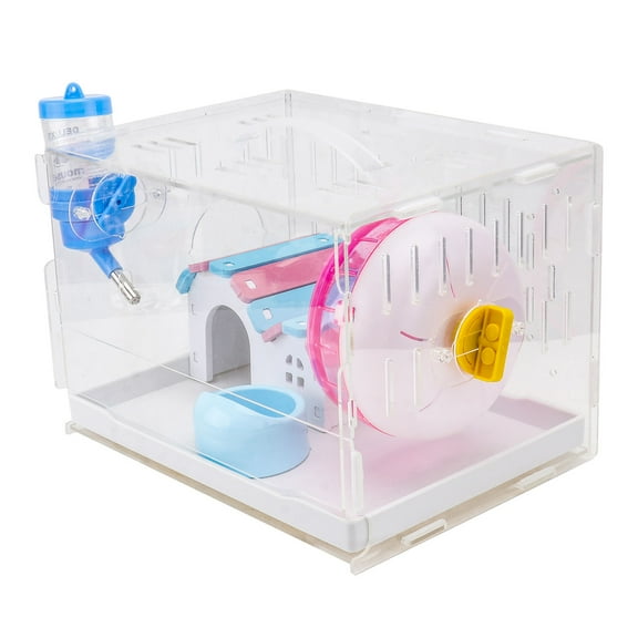 IBASETOY Assorted Color Pet House Hamster Cage Made of Acrylic and Plastic for Use Single Layer