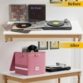 thumbnail image 6 of Vinyl Record Storage Box with Lock, Fireproof＆Water Resistant Record Organizer for 100+ Single Records(12-inch), Collapsible Storage Crate with Lid&Handles for Valuable Album Collection,Pink, 6 of 9