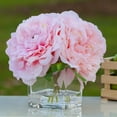 thumbnail image 3 of Enova Home Artificial Silk 4 Large Heads Peony in Cube Glass Vase, Fake Flowers Arrangement with Faux Water for Home Office Wedding Party Decoration (Pink), 3 of 3