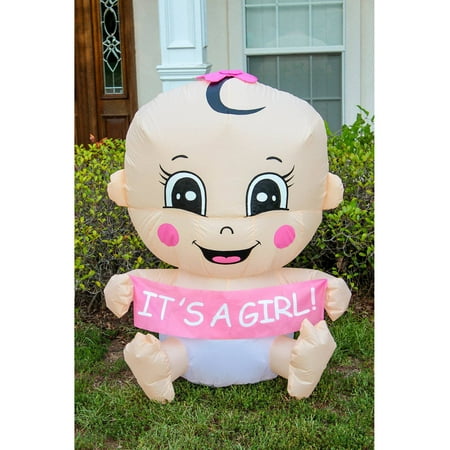 4' Balloon Inflatable Baby Shower Party Decorations Blue Boy and Pink Girl Theme Banner Lawn Decoration Birth Announcement