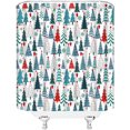 thumbnail image 3 of Chistmas Tree Shower Curtain Blue Red Xmas Tree Snowflake Forest Winter Holiday Watercolor Bathroom Home Curtain with Hooks,70x70 Inch, 3 of 6