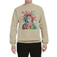 thumbnail image 2 of Wild Bobby Rainbow Painted Mother Mary Dean Russo Design Inspirational/Christian Unisex Crewneck Sweatshirt, Sandstone, Large, 2 of 6