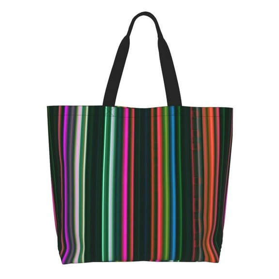 Easygdp Colorful Stripes Tote Bags for Women,Women Travel Shoulder Bags Handbags，Big Capacity Shopping Work Bag