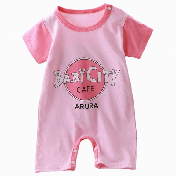 CAUYDY 1T 2T Baby Pajamas Bodysuit Newborn Short Sleeve Romper Sleepers 3 6 9 Months Preemie Infant Clothes Boy Girl Jumpsuit Spring Summer Sizes 12-15 Months,Pink