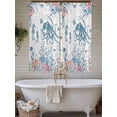 thumbnail image 4 of Coastal Octopus Bathroom Window Curtain, Summer Beach Nautical Ocean Coral Seahorse Light Filtering Coffee Kitchen Curtains, Bedroom Living Room Curtains 2 Panel 84"x63", 4 of 6