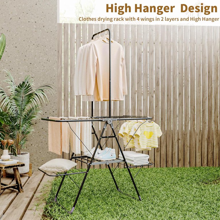 Decoy Drying Rack Clothes Dryer Clothes Drying Rack, Foldable 2-Level Laundry Racks ...