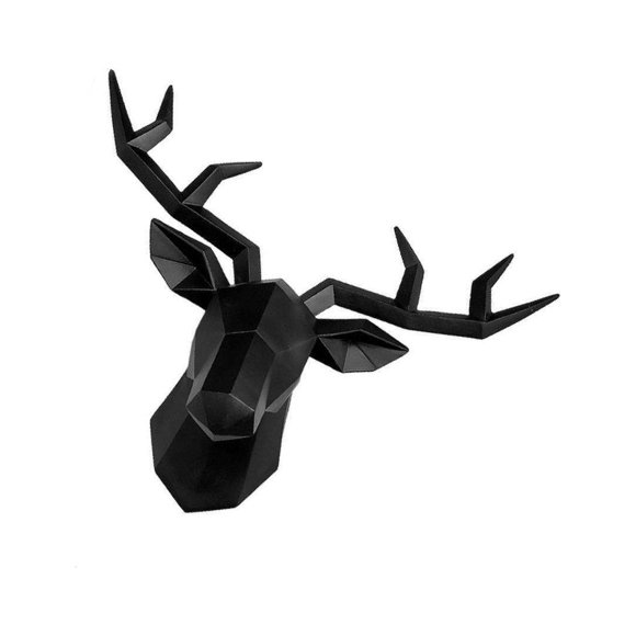 Tête de Cerf Décoration Murale Figurine d'Animal Décoration Murale Cerf Moderne Moderne Faux Bois de Cerf Suspendu Statue de Cerf Décoration Maison Art Noir