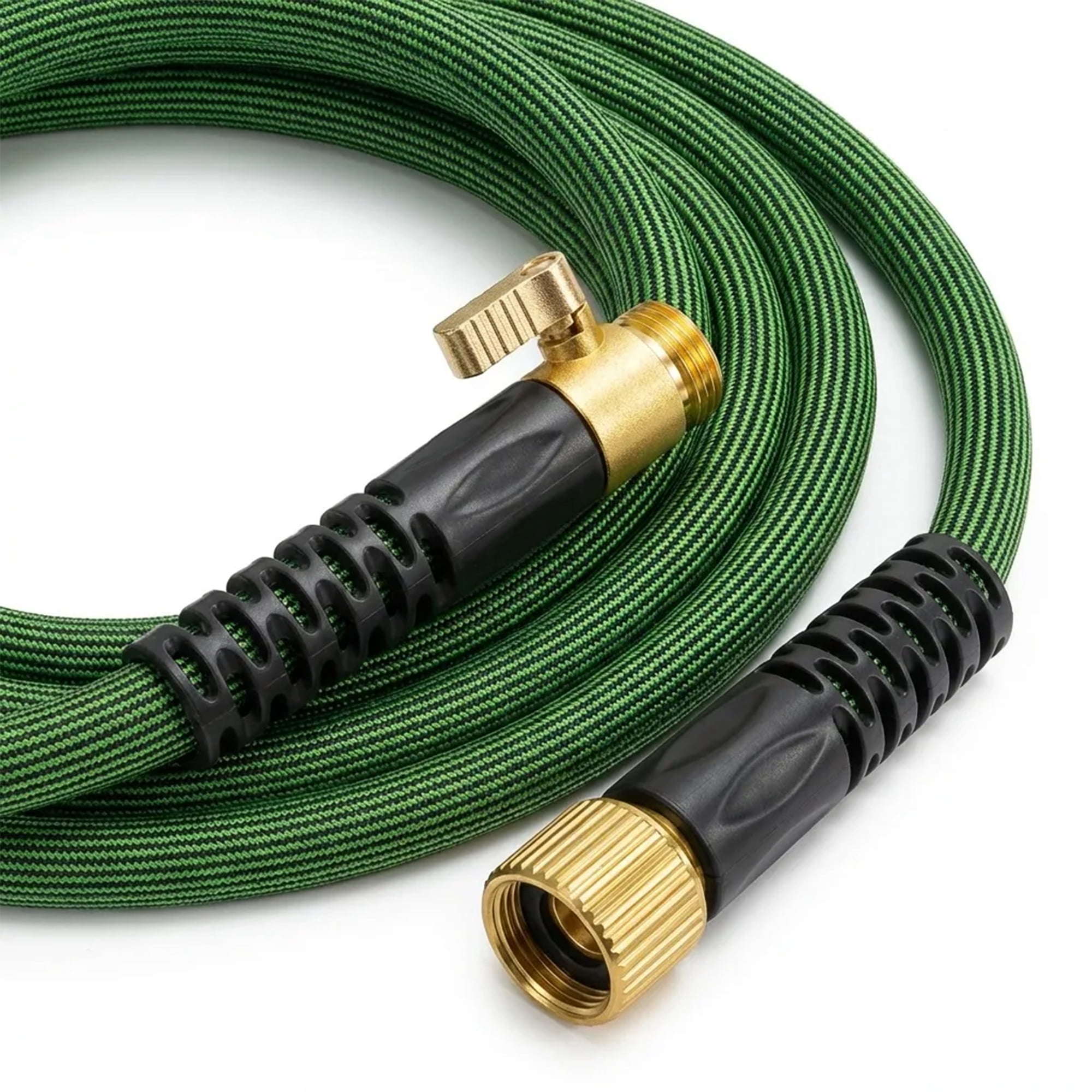50FT Flexible Garden Hose Fixed Length, Anti-Kink Freeze UV Resistant Water Hose Non Expandable, 3/4 Inch Brass Fittings, 10 Spray Nozzle Storage Rope for Lawn Car Wash All Season Outdoor Daily Use