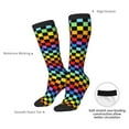 thumbnail image 4 of Naloa Rainbow Chequerboard Thigh High Socks Extra Long Stretchy Sock Women Over Knee High Opaque Stocking Daily Wear, 4 of 6