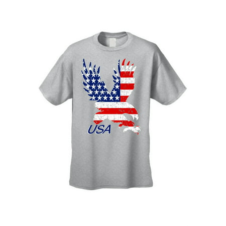 USA Flag T Shirt Men's Bald Eagle Pride Short Sleeve