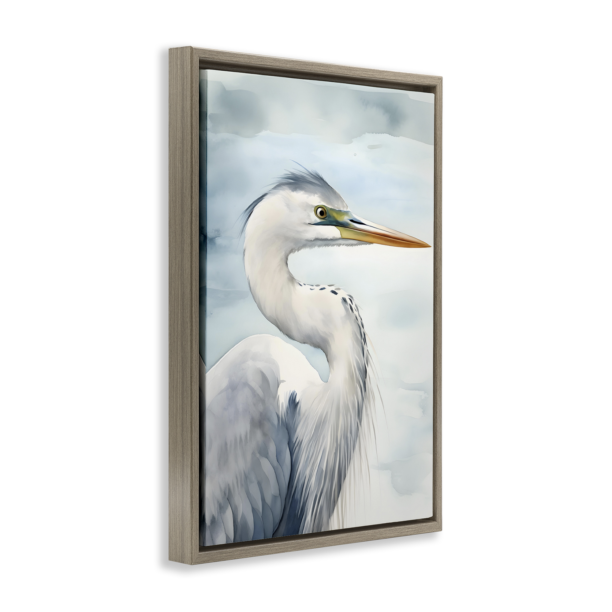 Stupell Industries Serene Beach Bird Animals & Insects Painting Brown Floater Framed Canvas Art Print Wall Art, 17 x 25
