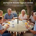 thumbnail image 2 of Round Outdoor Tablecloth with Umbrella Hole and Zipper, Brown Beige Ombre Fitted Table Cover with Elastic Edge for 45-54 Inch, Abstract Modern Art Gradient Waterproof Patio Tablecoths for Picnic, 2 of 9
