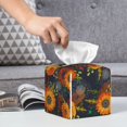 thumbnail image 5 of Uemuo Sunflowers Tissue Box Cover Holder, Square with Bottom Belt - PVC Leather Decorative Organizer for Tabletop, Bathroom, Car, Office, 5 of 8
