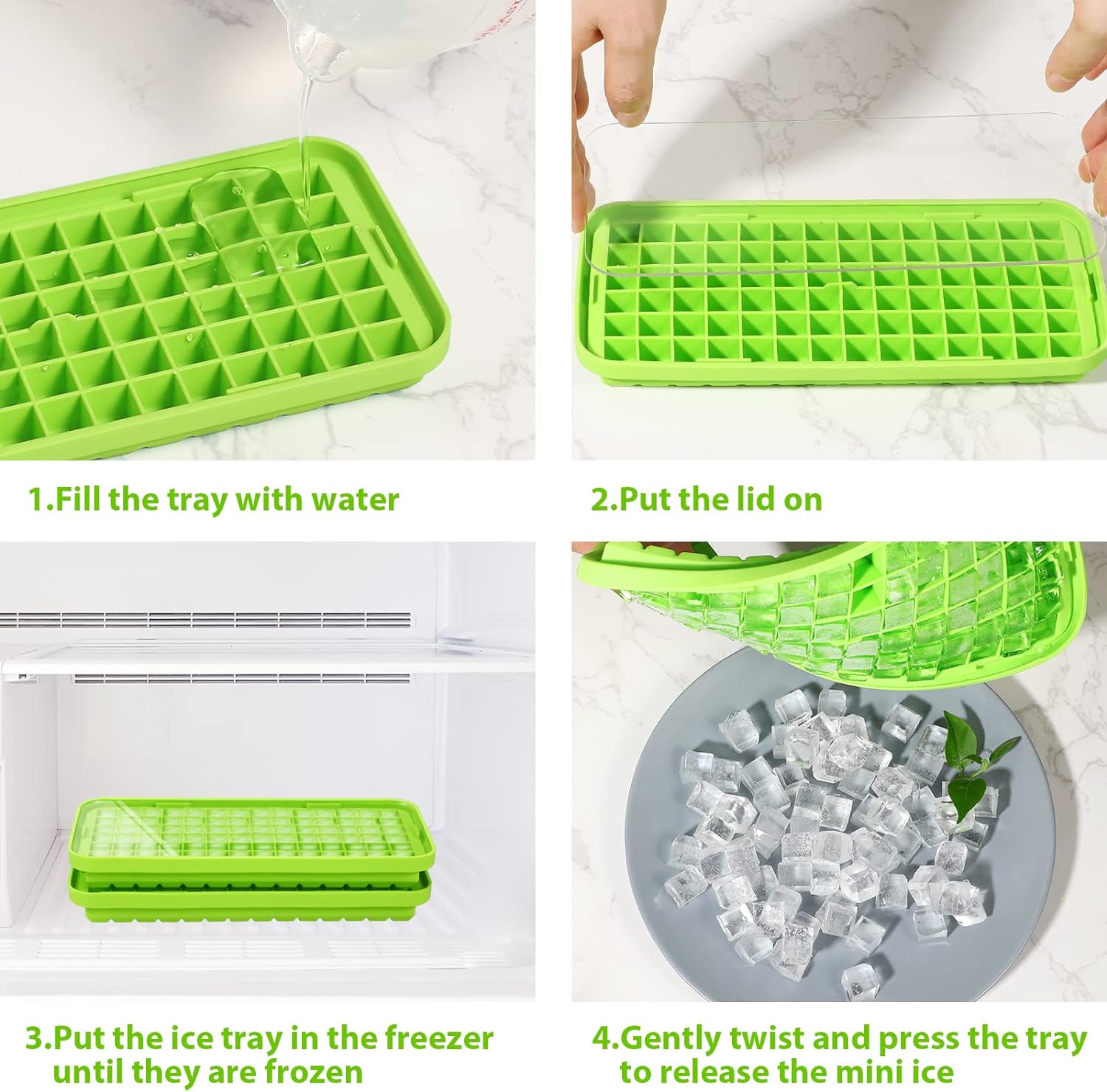 Silicone Ice Cube Tray with Lid Easy Release Small Ice Molds 86 Grids Mini Crushed Tiny Ice Trays for Drinks Coffee Juice Whiskey Cocktails