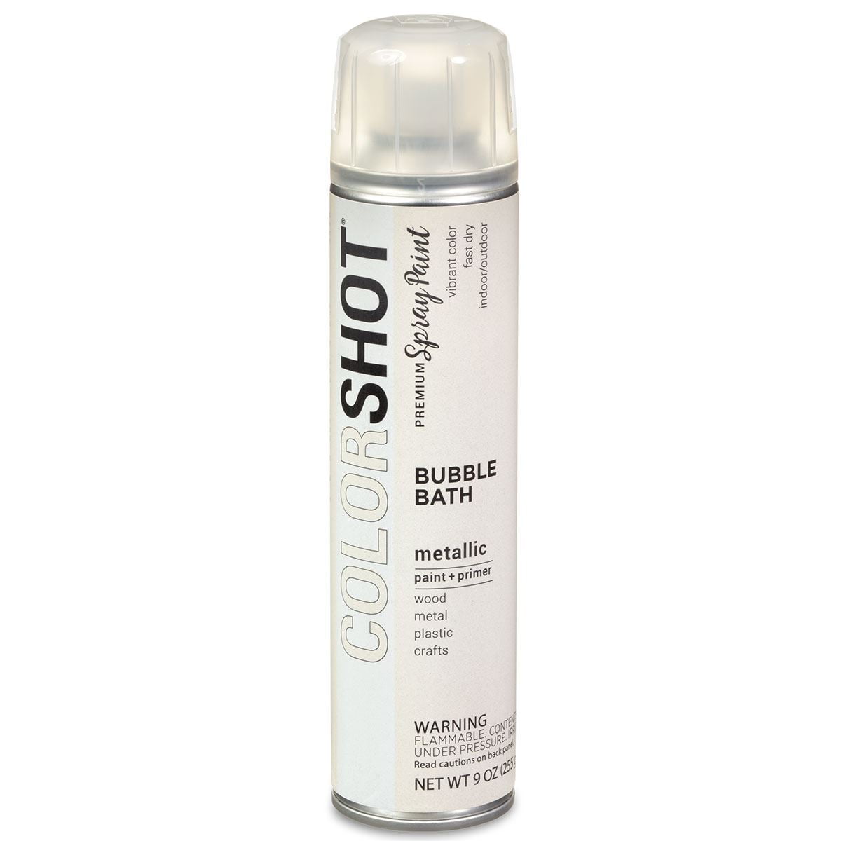 (2 pack) COLORSHOT Premium Multi-Surface Metallic Bubble Bath Spray Paint - 9 oz - White
