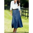 thumbnail image 4 of Women's High Waist Denim Maxi Skirt, A-Line Fit, Classic Blue, Ankle Length (US, Alpha, Medium, Regular, Regular, Blue), 4 of 4