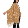thumbnail image 3 of Women's Fashion Tassel Scarf, Yellow Pencil Doodle Long Shawl, Lightweight and Warm, 3 of 9