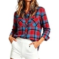 thumbnail image 6 of Cmtiyu Plaid Shirts for Women, Baggy Long Sleeve Down Collar Button Flannel Shirts, Casual Womens Tops with Pockets, S-2XL, 6 of 7