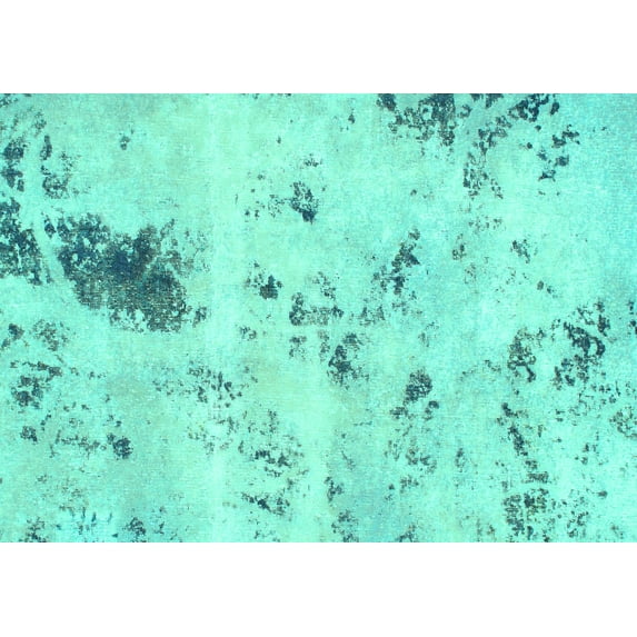 Ahgly Company Machine Washable Indoor Rectangle Solid Turquoise Blue Modern Area Rugs, 3' x 5'