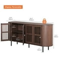 thumbnail image 3 of WAMPAT 64.4" Modern Fluted Sideboard with Slatted Doors and Shelves – Walnut Brown, Ideal for Dining Room or Living Room, 3 of 6