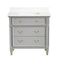 thumbnail image 2 of ANGELES HOME 36 inch Bathroom Vanity with Sink, Solid Wood Bathroom Makeup Cabinet W/ 3 Drawers, Vanity Storage Organizer with Carrara White Quartz Countertop Titanium Gray, 2 of 9