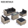 thumbnail image 5 of Amopatio 6 Pieces Patio Conversation Set With Firepit, Outdoor Sectional PE Rattan Wicker Furniture Seat,BLACK, 5 of 11