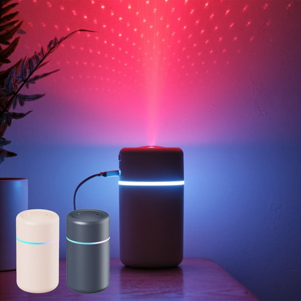 Humidificador de niebla fría con proyector estelar LED - Difusor portátil de aromaterapia USB para dormitorio, coche, oficina • Depósito de 300 ml, 2 modos de pulverización, luces que cambian de