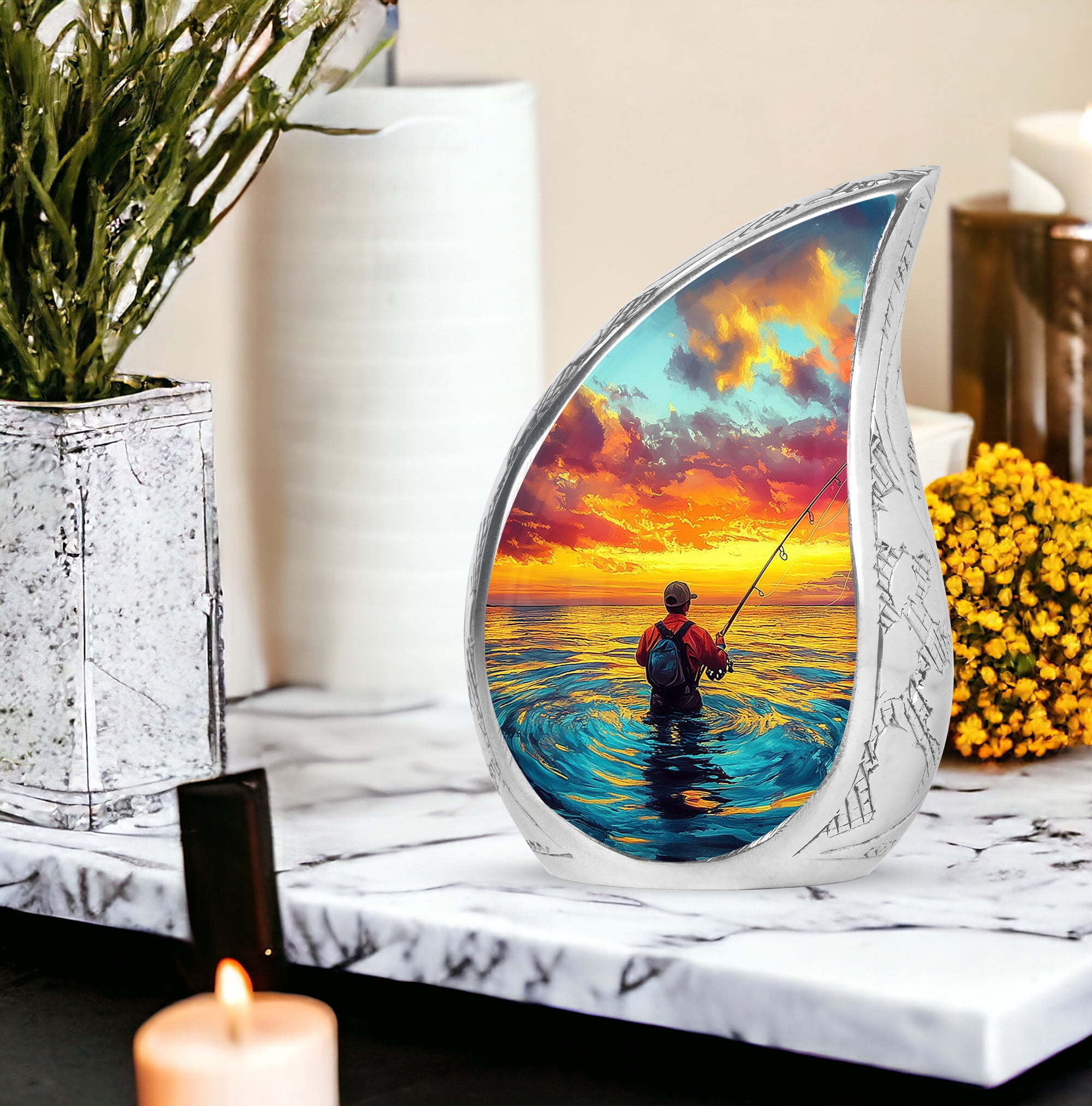SABURIAL Fishing Urn - Burial Urn for Ashes - Combo 2 - Large with 3 Inch Pack of 2 - Keepsake Urns for Men & Women - Human Remains for Mom & Dad - Memorial Urns for Human Ashes