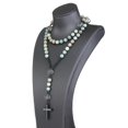 thumbnail image 5 of Amazonite Stone Crystal Glass Beads Rosary Necklace Hematite Cross Pendant Necklace Women Men Catholic Meditation Mala Jewelry, 5 of 5