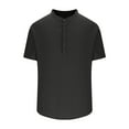 thumbnail image 5 of ZVNAΖH Mens 3 Button Short Sleeve Shirts Summer Casual Stand Up Collar Shirts Bubble Wrinkle Polyester Tops, M-3XL, 5 of 7