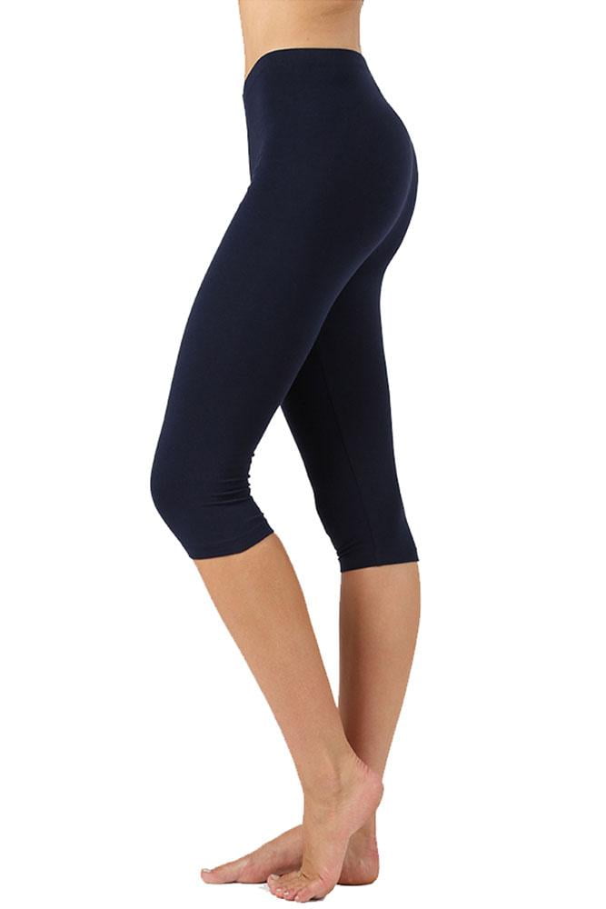 Womens High Waist Seamless Cotton Capri Leggings - Walmart.com