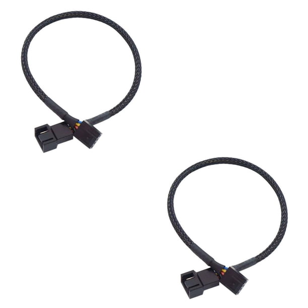 Sidaley Reemplazo del Cable de extensión del ventilador de la caja de la computadora Conector de 4 pines trenzado a Cable de alimentación 42cm 2piezas