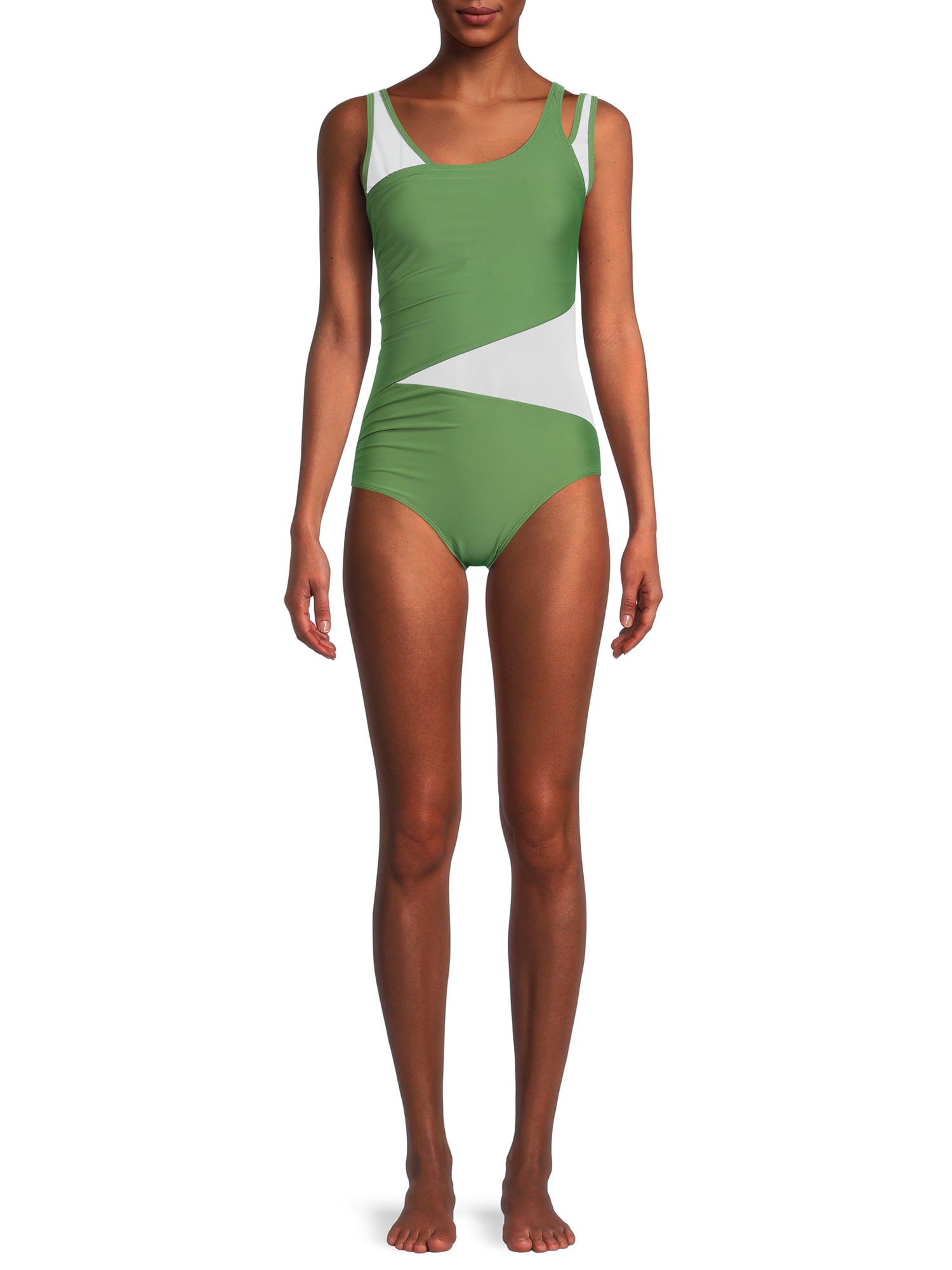 Catalina Women S And Women S Plus Solid Blue Rib Swimsuit One Piece Walmart Com