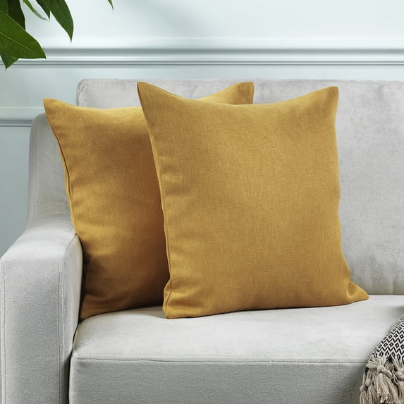 3S Brother's Solid Cushion Cover Super Soft & Cozy Home Décor Throw Pillow Case for Chair Couch Bedroom & Livingroom Décor Pillowcase with Invisible Zipper Set of 2 Pieces - M-Yellow 22"x22" Each