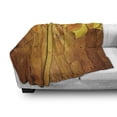 thumbnail image 3 of Fall Soft Flannel Fleece Throw Blanket, Colorful Vivid Seasonal Leaves on the Wooden Planks Natural Design Rustic, Cozy Plush for Indoor and Outdoor Use, 70" x 90", Yellow Orange Green, by Ambesonne, 3 of 6