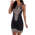 thumbnail image 1 of Vestido de verano con escote en V y cuello halter para mujer de Joefnel, estampado floral, estilo bohemio, para playa, con tirantes cortos, 1 of 5